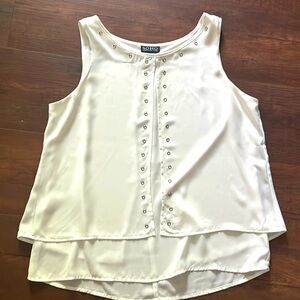 White layered polyester sleeveless top